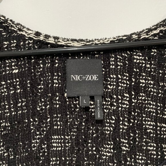 Nic+Zoe Women Black and White Elegant Cardigan Size L, - Picture 8 of 13